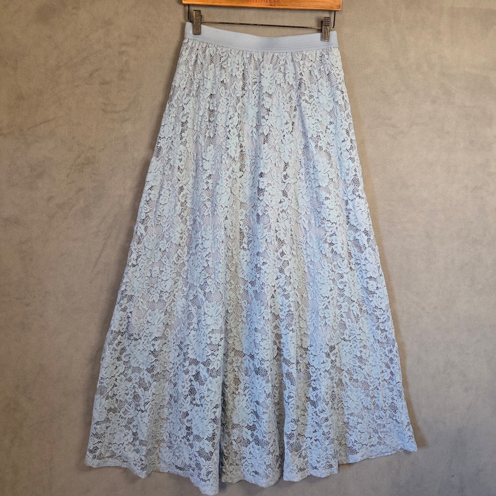LAFFAIRE Lace Maxi Skirt Women Medium Floral Boho Romantic Cottagecore Coquette